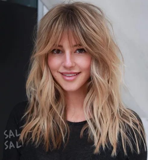 Shattered Bronde Shag with Bangs
