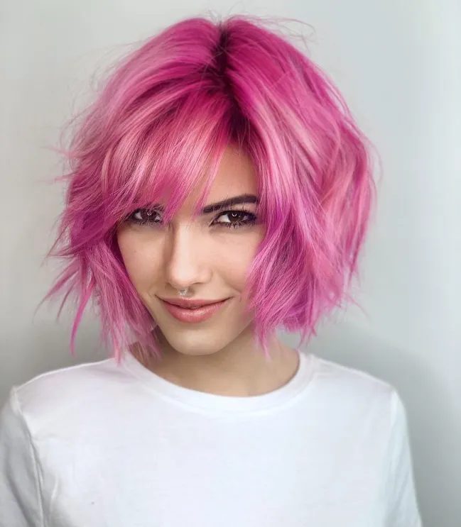 Rosa, dünne Fransen